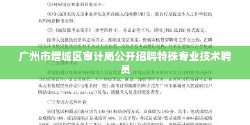 广州市增城区审计局公开招聘特殊专业技术聘员