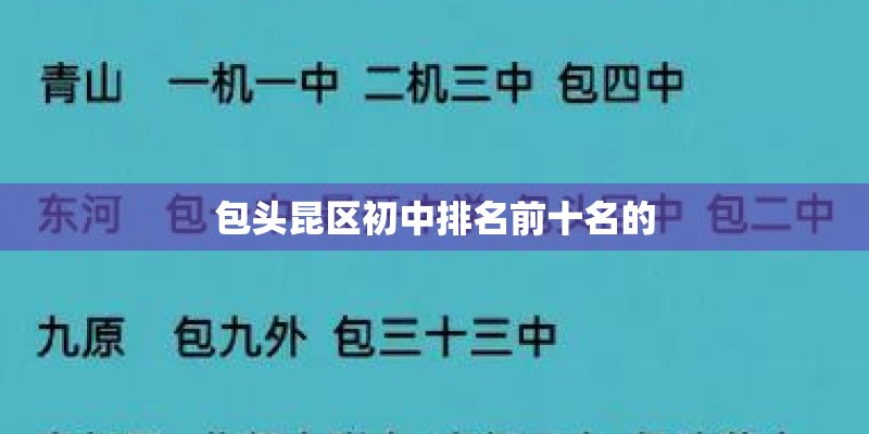 包头昆区初中排名前十名的